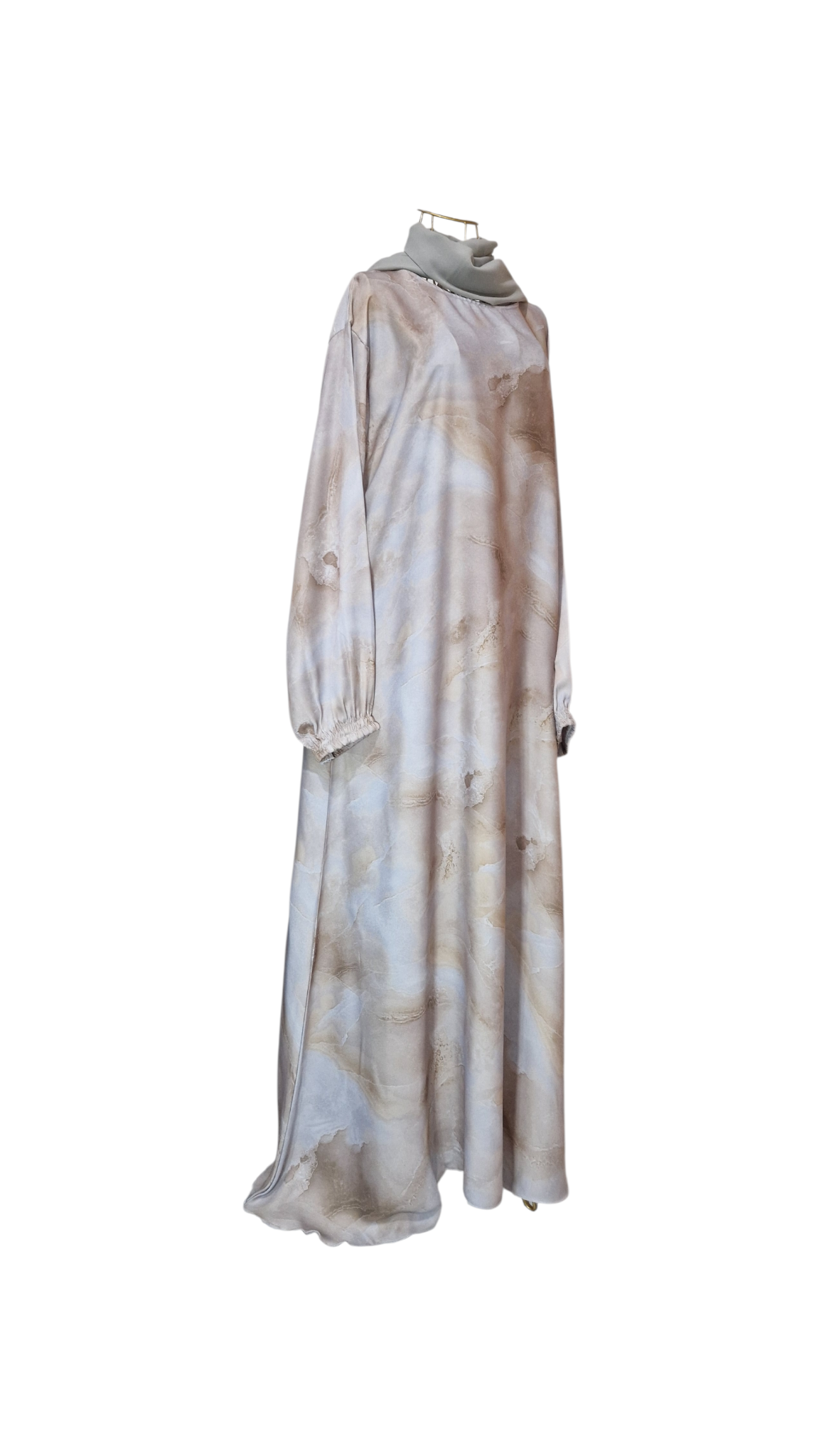 Ashley Print Abaya - Light Gold